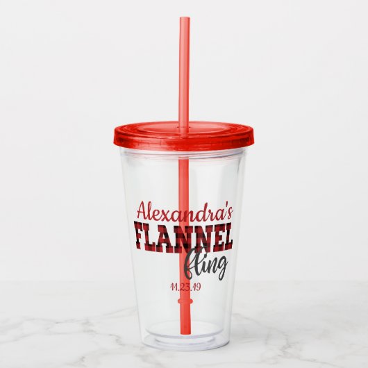 Flanel Fling - Rood - Acryl Tumbler Acryl Drinkbeker (Voorkant)