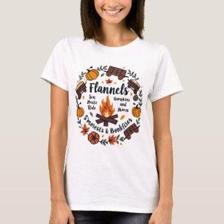 Flanel Herfst Shirt, Pompoenen Hayrides Bonfires T-shirt