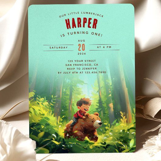 Flanel omhoog - Lumberjack Eerste Verjaardagsfeest Kaart