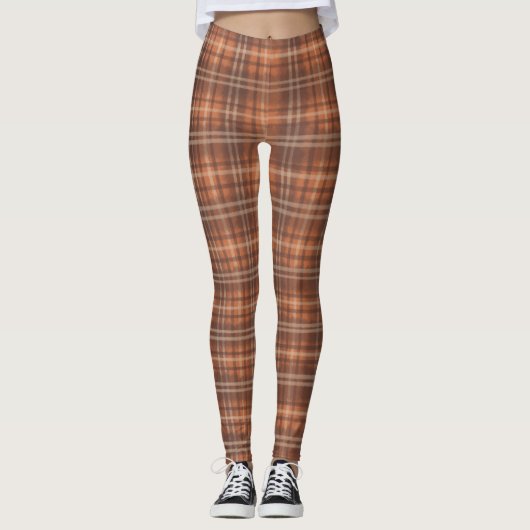 Flanel Plaid Cosy herfst gekleurde Leggings (Voorkant)