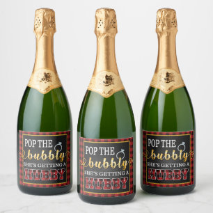 Flanel Pop de Bubble Ze krijgt een Hubby Sparkling Wijnetiket