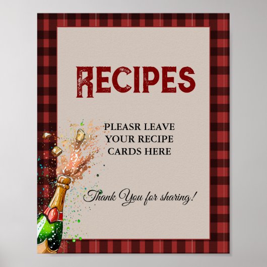 Flanel & prik Laat je recepten Bruidscadeau Poster (Voorkant)