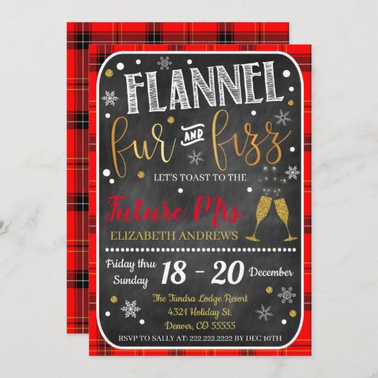 Flanelbont en Fizz Bachelorette Uitnodiging (Voorkant / Achterkant)