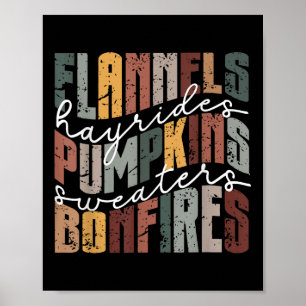 Flanellen Hooiwagens Pompoenen Truien Vuren Herfst Poster