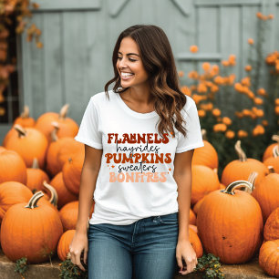 Flanellen Hooiwagens Pompoenen Truien Vuren Herfst T-shirt