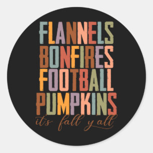 Flanellen Vuurkorven Voetbal Pompoenen Het is herf Ronde Sticker