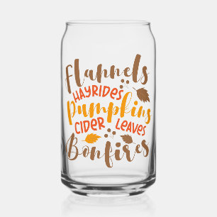 Flanels Hay Rides Pompoenen Cider Leaves Bonfires Blikvorm Glas
