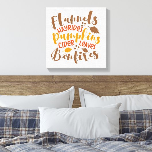 Flanels Hay Rides Pompoenen Cider Leaves Bonfires Canvas Afdruk (Insitu (Slaapkamer))