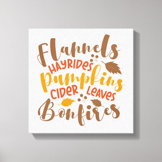 Flanels Hay Rides Pompoenen Cider Leaves Bonfires Canvas Afdruk (Voorkant)