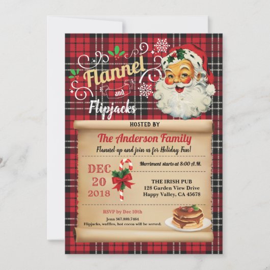 Flannel and flipjacks pajama and pancake party inv kaart (Voorkant)