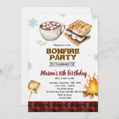 Flannel bonfire party invitation (Devant / Derrière)