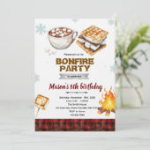 Flannel bonfire party invitation kaart (Staand voorkant)