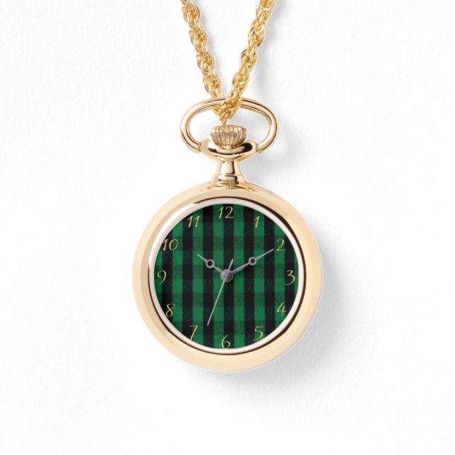 Flannel Buffalo Gedekte groene lumberjack textuur Horloge (Voorkant)