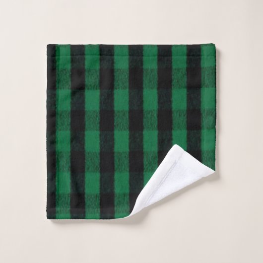 Flannel Buffalo Plaid Texture de bûcheron vert (Gant de toilette)