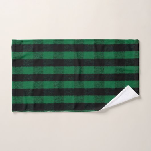 Flannel Buffalo Plaid Texture de bûcheron vert (Serviette à main)