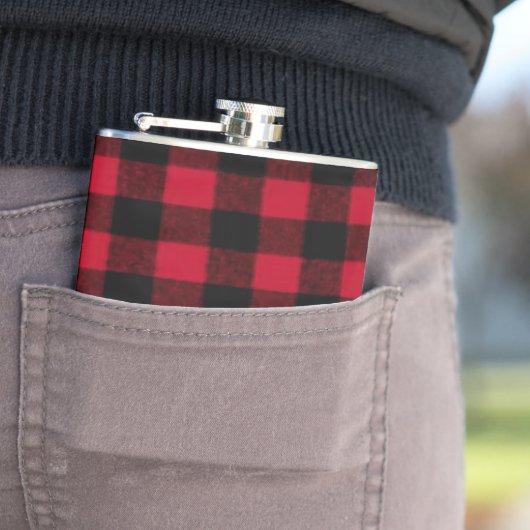 Flannel Buffalo Pset Red lumberjack textuur Heupfles (Voorbeeld)