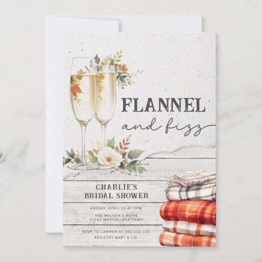 Flannel en Fizz Rustic Herfst Vrijgezellenfeest Kaart (Voorkant)