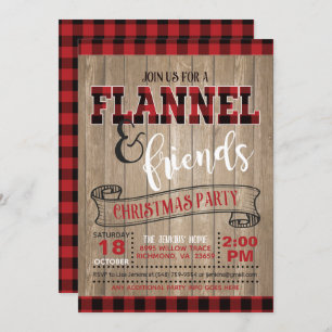 Flannel en Friends Christma Party Invitation - BR Kaart