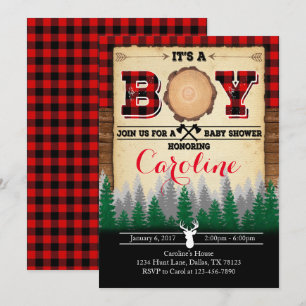 Flannel Lumberjack Baby shower Uitnodiging