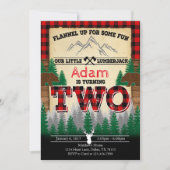 Flannel Lumberjack Birthday Party Invitation Two Kaart (Voorkant)