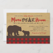 Flannel Mama Ours Bébé Douche Invitations (Devant)