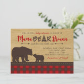 Flannel Mama Ours Bébé Douche Invitations (Debout devant)