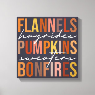 Flannel Sweaters Herfst Favorieten Word Art Canvas Afdruk