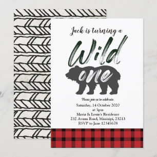 Flannel Wild Eén eerste verjaardagsuitnodigingskaa Kaart