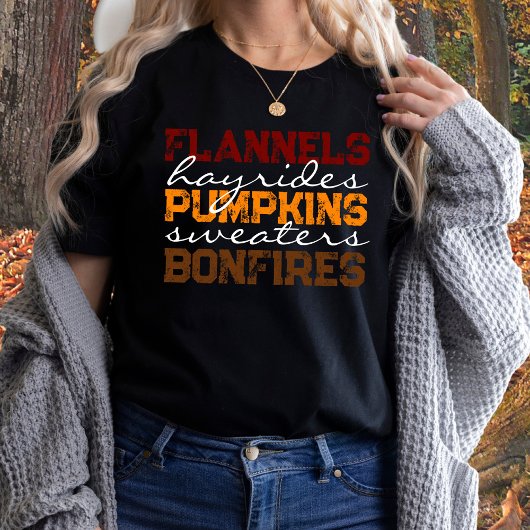 Flannels Citrouille Hayrides Bonfires T-shirt auto