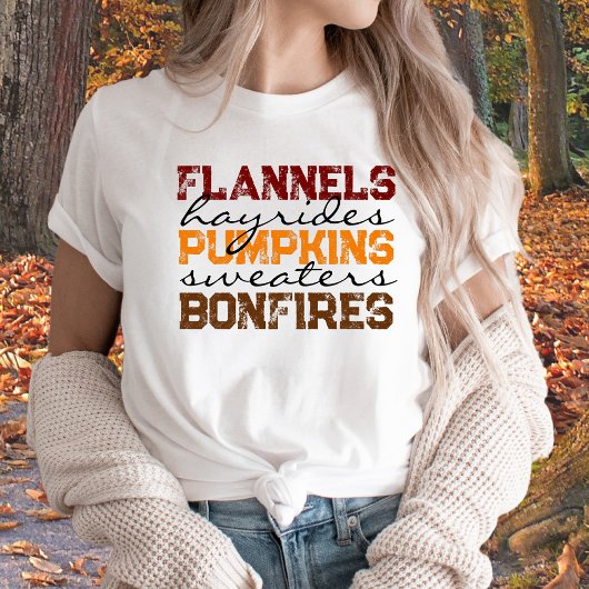 Flannels Citrouille Hayrides Bonfires T-shirt auto