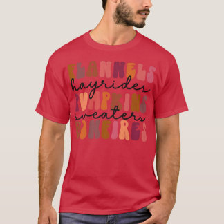 Flannels Hayrides Pumpkin Bonfire  Style L T-shirt