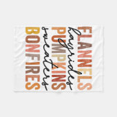 Flannels Hayrides Pumpkins Sweaters Bonfir Fleece Deken (Voorkant (Horizontaal))