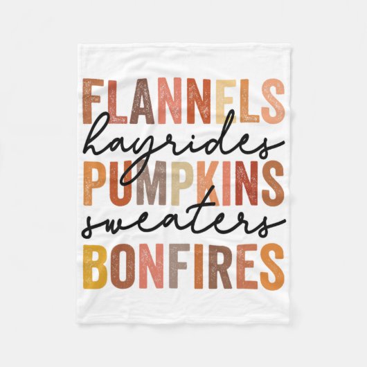 Flannels Hayrides Pumpkins Sweaters Bonfir Fleece Deken (Voorkant)