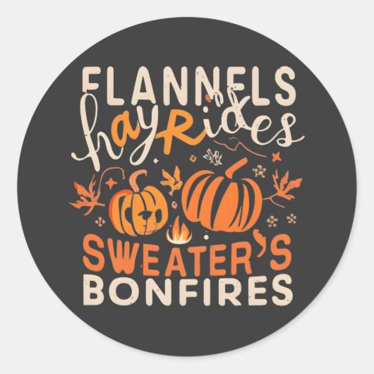 Flannels Hayrides Pumpkins Sweaters Ronde Sticker (Voorkant)