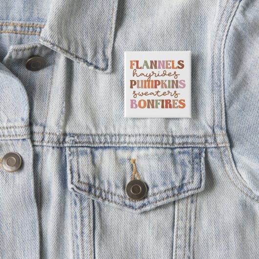 Flannels Pumpkins Bonfire Vierkante Button 5,1 Cm (In situ)