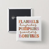 Flannels Pumpkins Bonfire Vierkante Button 5,1 Cm (Voorkant /achterkant)
