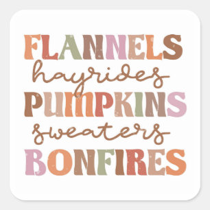 Flannels Pumpkins Bonfire Vierkante Sticker