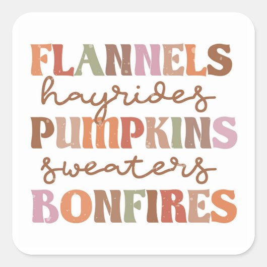 Flannels Pumpkins Bonfire Vierkante Sticker (Voorkant)