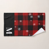 Flannon rouge Plaid Personnalisé Monogramme hiver (Serviette à main)