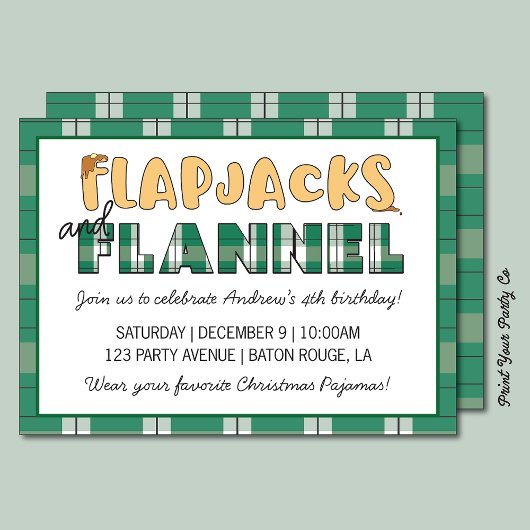 Flapjacks & Flanel Feest Uitnodiging