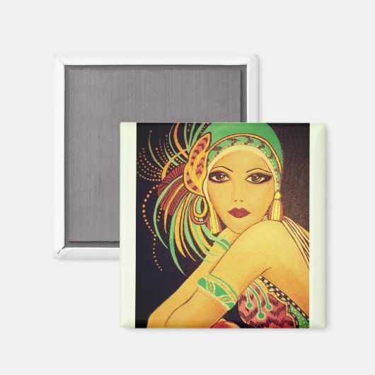 Flapper Art Déco Dancer Lady Magnet (Recto/Verso)