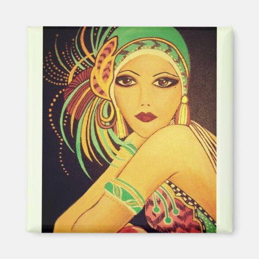Flapper Art Deco Danser Lady Magnet Magneet (Voorkant)