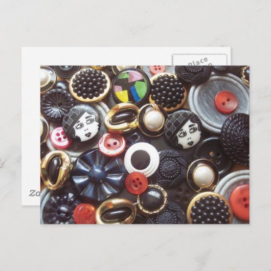 Flapper Button Collage Briefkaart (Voorkant / Achterkant)