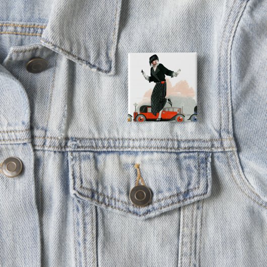 Flapper en Roadster Vierkante Button 5,1 Cm (In situ)