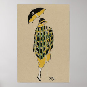 Flapper Girl in de regen Poster