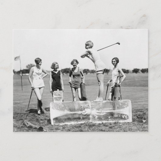 Flapper Girls Play Golf, 1926 Briefkaart (Voorkant)