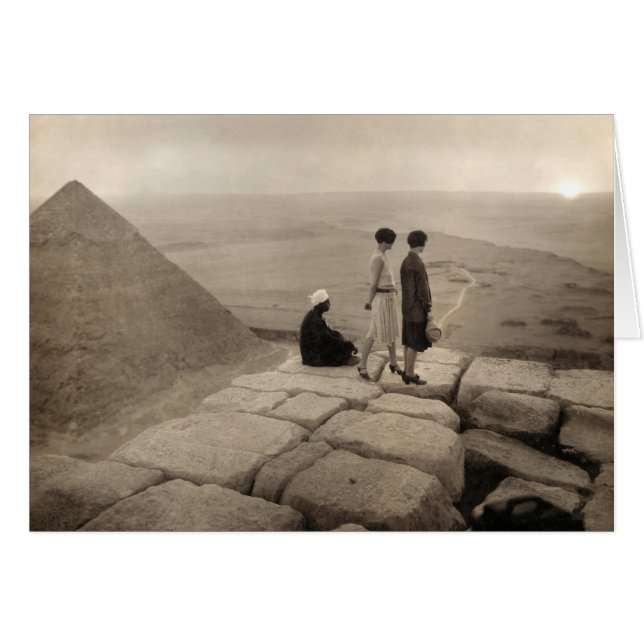 Flapper Girls Sunrise Khufu Pyramid, Égypte 1920 (Devant horizontal)