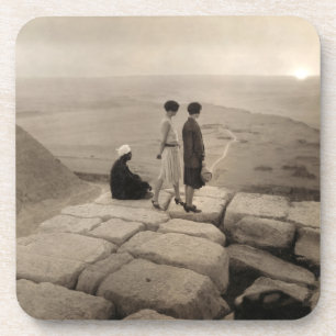 Flapper Girls Sunrise Khufu Pyramid, Egypte 1920 Bier Onderzetter