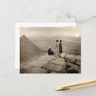 Flapper Girls Sunrise Khufu Pyramid, Egypte 1920 Briefkaart