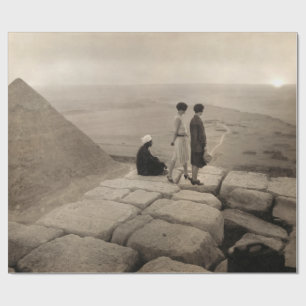 Flapper Girls Sunrise Khufu Pyramid, Egypte 1920 Cadeaupapier